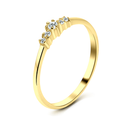 Gold Plated CZ Silver Ring NSR-2412-GP